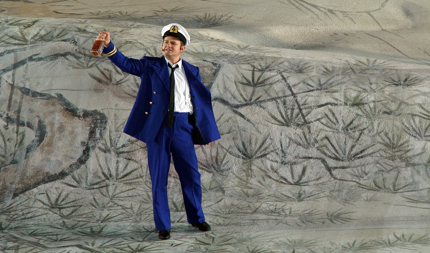 Łukasz Załęski podczas prób jako Pinkerton na scenie Bergenzer Festpiele © Karl Forster