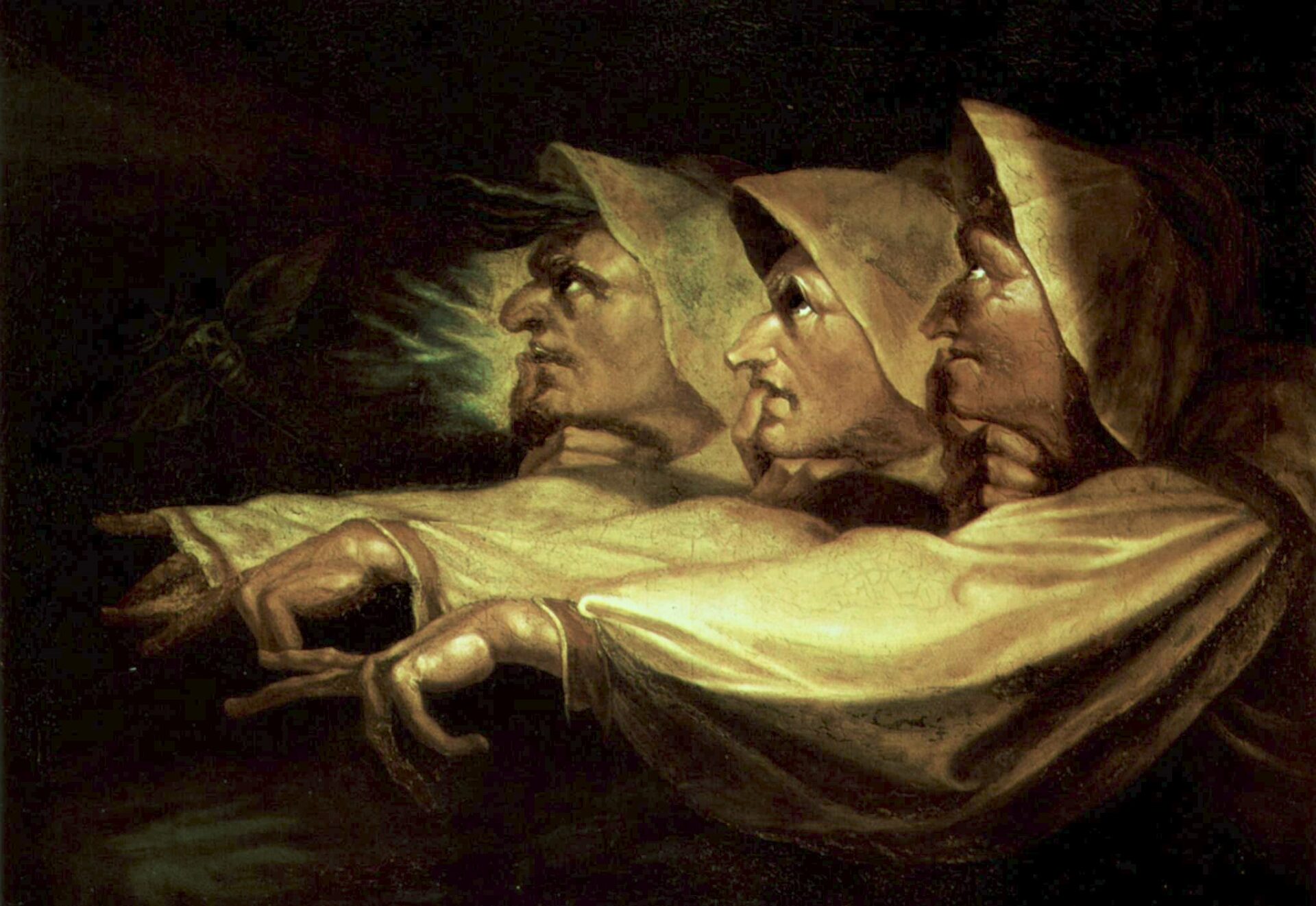 Henry Fuseli , „Dziwne siostry” (Trzy wiedźmy ” z „Makbeta” Williama Szekspira) @ Wikimedia Commons
