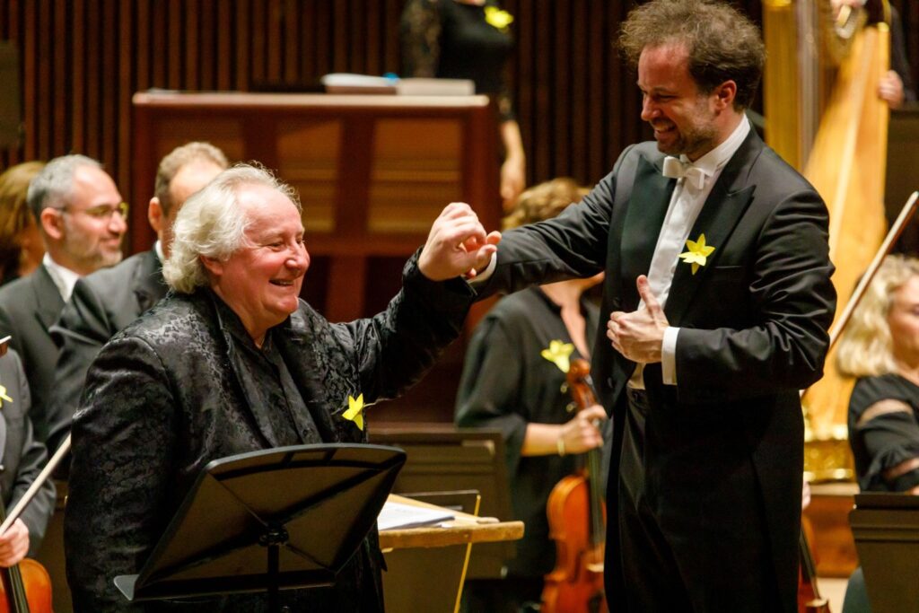 Reinhold Friedrich i Łukasz Borowicz podczas koncertu z Israel Philharmonic Orchestra © Shai Skiff