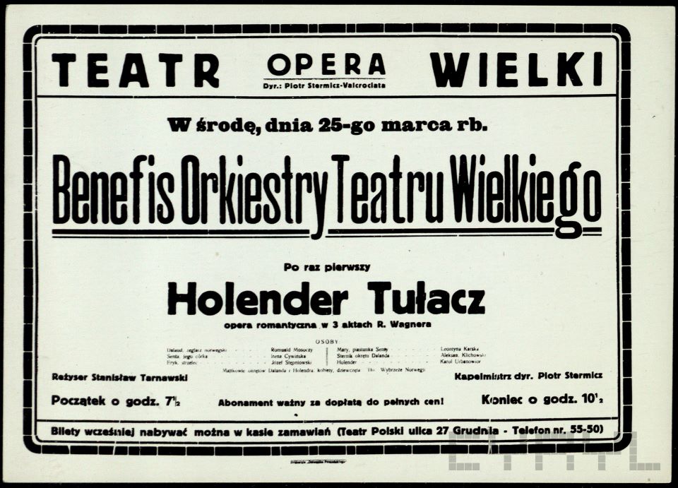 Afisz „Latającego Holendra”, Poznań 1925 © ze zbiorów Teatru Wielkiego w Poznaniu, cyryl.poznan.pl