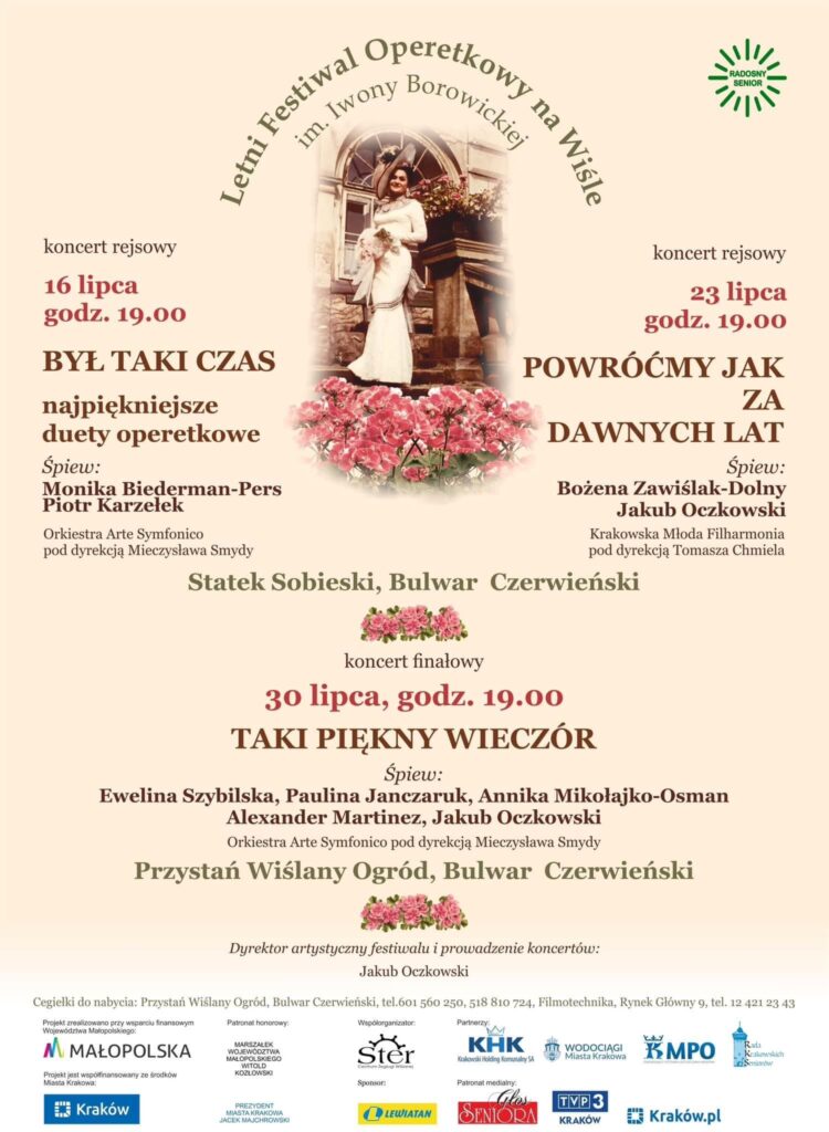 Plakat do tegorocznej edycji Letniego Festiwalu Operetkowego na Wiśle im. Iwony Borowickiej