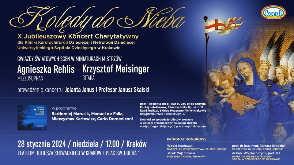 Bilet – cegiełka na koncert Agnieszki Rehlis i Krzysztofa Meisingera „Kolędy do nieba”