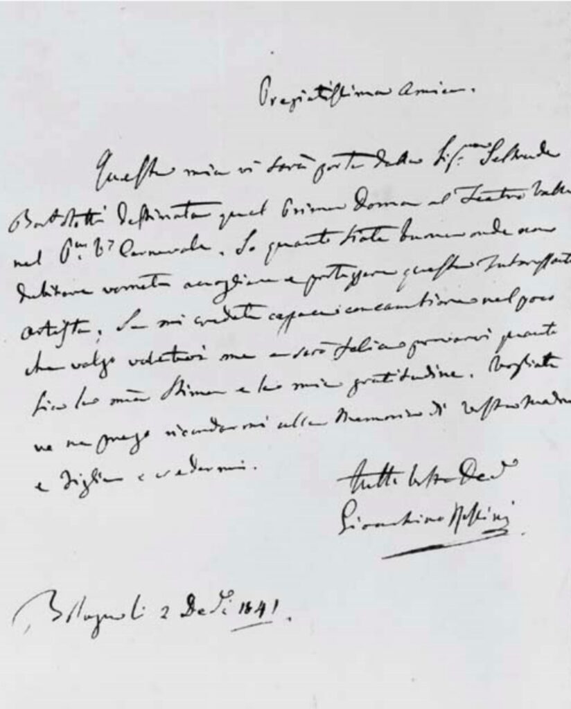 List Rossiniego do przyjaciółki, Madamy Thurman, Neapol, 2 XII 1841 © www.Christies.com