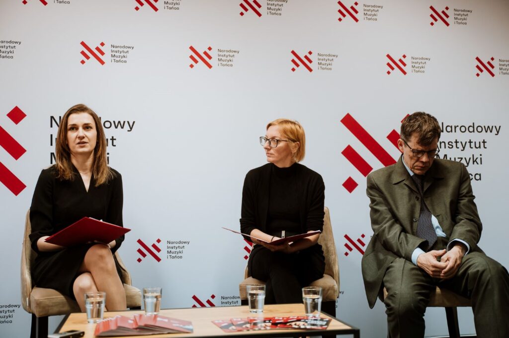 Paula Lis-Sołoducha, Aleksandra Dziurosz i Lech Dzierżanowski. Konferencja prasowa NIMiT © Radek Zawadzki