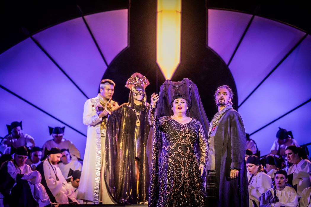 Stephano Park (Mandaryn), Jacek Laszczkowski (Cesarz), Liudmyla Monastyrska (Turandot), Martin Muehle (Kalaf) © Krzysztof Mystkowski / KFP