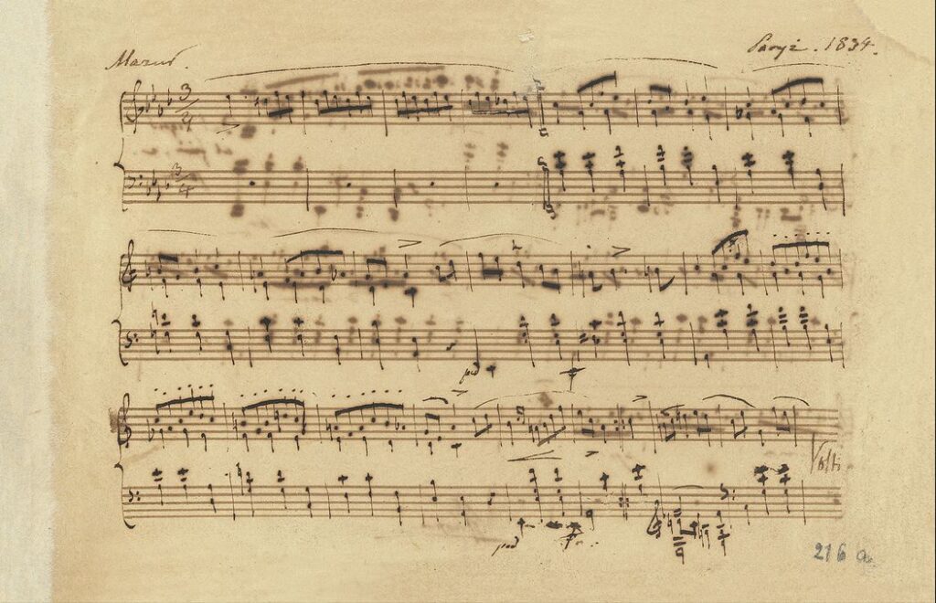 Mazurek As-dur (Mazurek dla Marii Szymanowskiej) (autograf-podarunek, Biblioteka Polska, Paryż) © NIFC