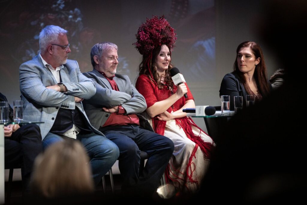 Michał Znaniecki, Fabio Biondi, Natalia Rubiś i Marcelina Román podczas konferencji prasowej „Halki” w Operze i Filharmonii Podlaskiej © Michał Heller