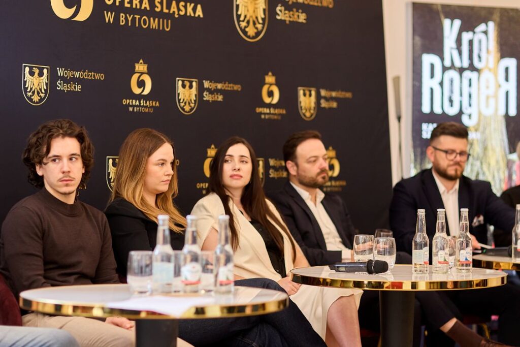 Michał Ryguła, Ruslana Koval, Gabriela Legun, Piotr Mazurek i Łukasz Goik. Konferencja prasowa w Operze Śląskiej © Karol Fatyga